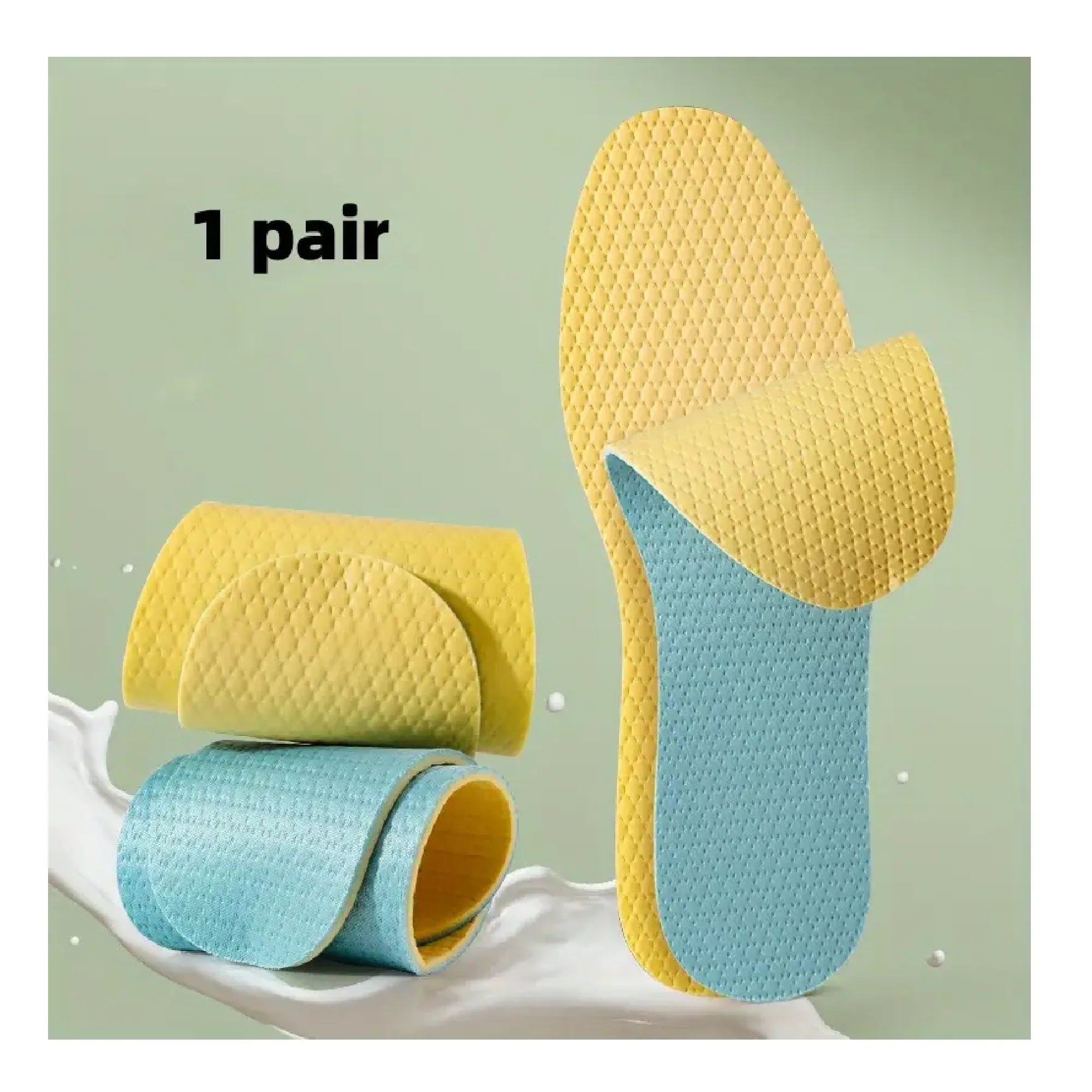 1 Pair Of Latex Barefoot Sweat-absorbing Insoles For Men And Women, Soft Bottom Sports Insoles, Thin And Lightweight, Anti-slip, Anti-odor, Breathable, And Can Be Worn Without Socks