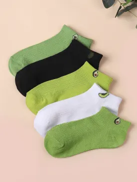 5pairs Mixed Avocado Ankle Socks Silly Socks for Women Funky Socks Funny Socks