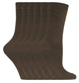 6 Pairs Ladies Plain Coloured Cotton Socks (PL30 Light Brown)