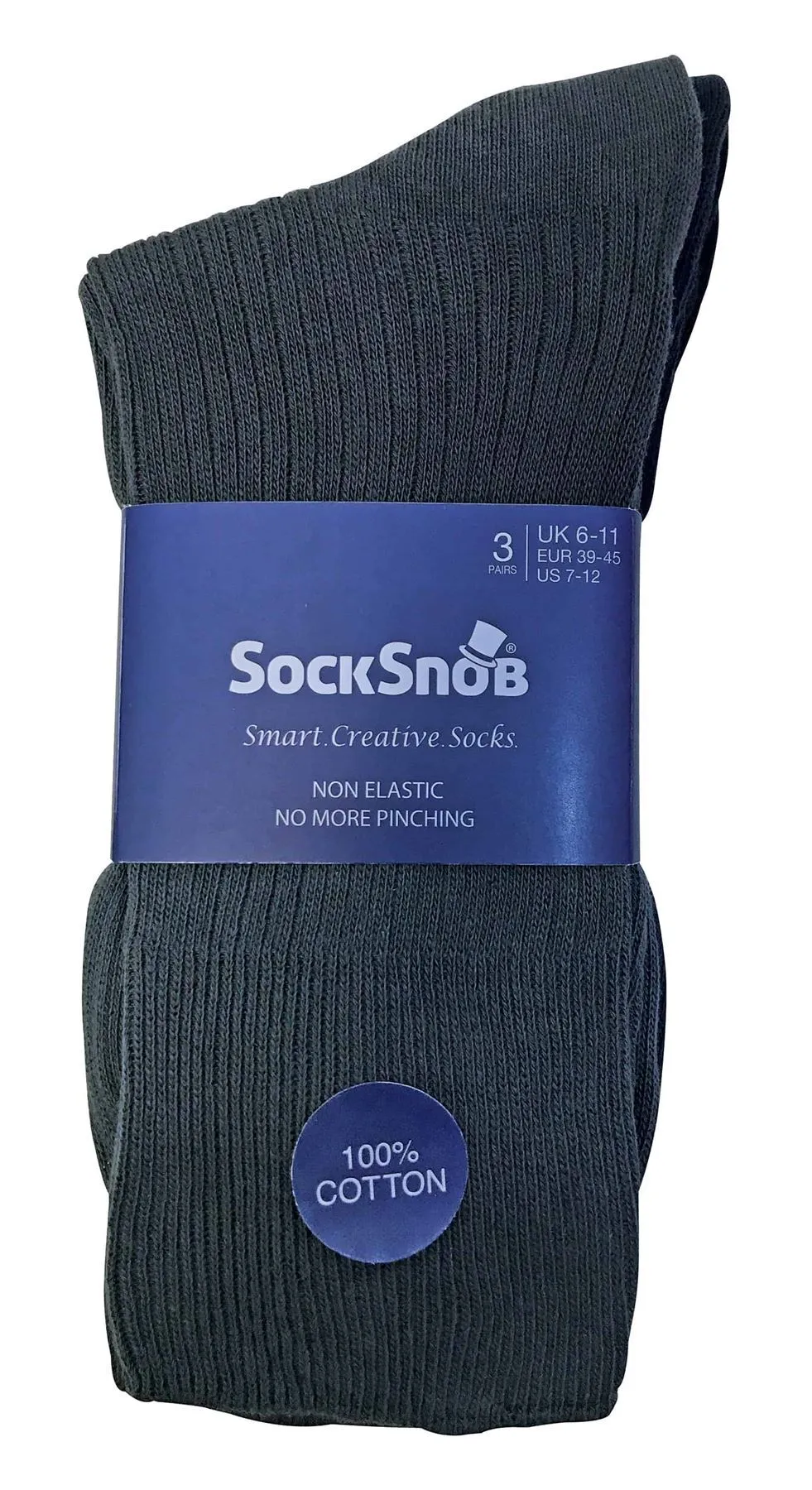 6 Pairs Non Elastic 100% Cotton Socks (6-11 UK / TSFD01) (BNG)