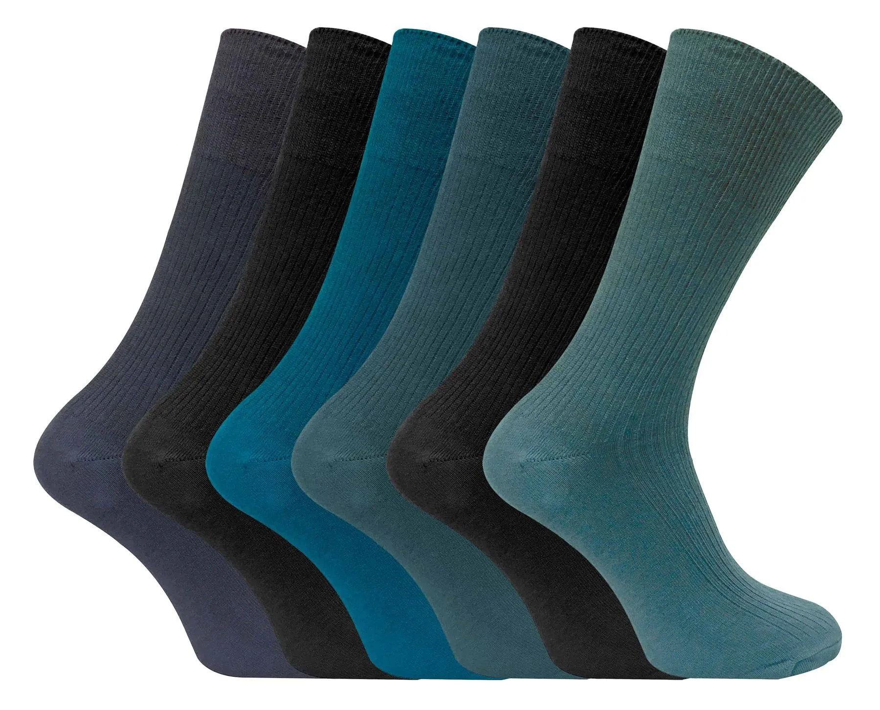 6 Pairs Non Elastic 100% Cotton Socks (6-11 UK / TSFD01) (BNG)