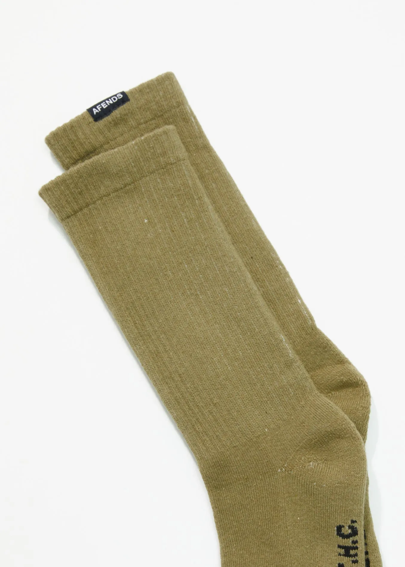 AFENDS Mens Everyday - Ribbed Crew Socks - Olive