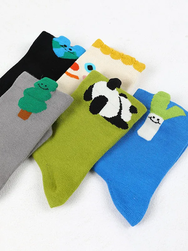 Animal Shape Contrast Color Panda Socks Accessories