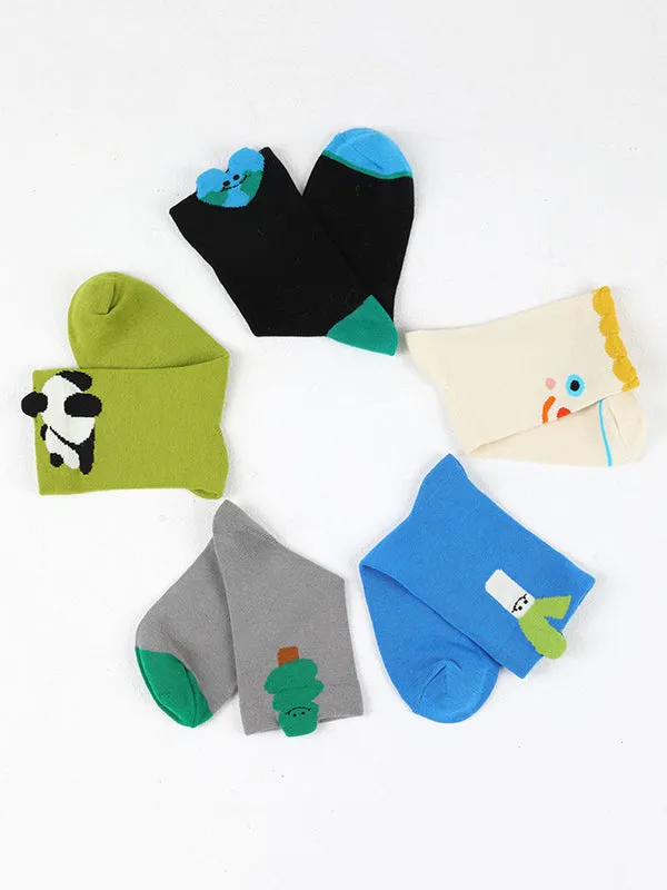 Animal Shape Contrast Color Panda Socks Accessories