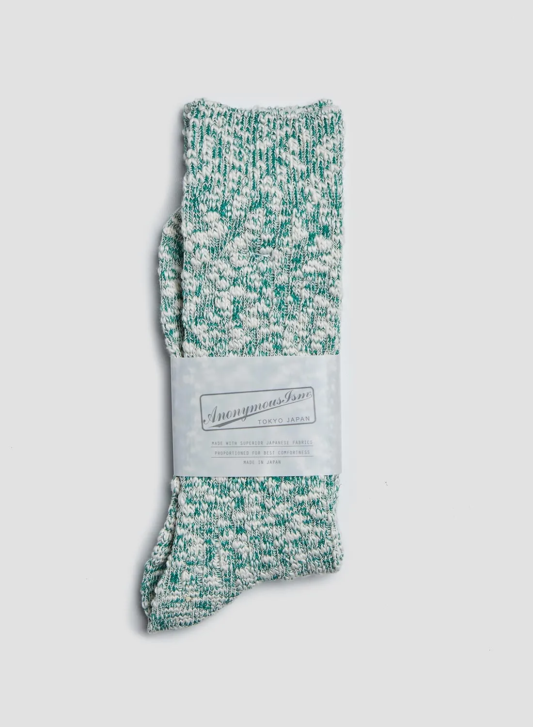 Anonymous Ism Lightweight Slub Crew Sock in Green Melange