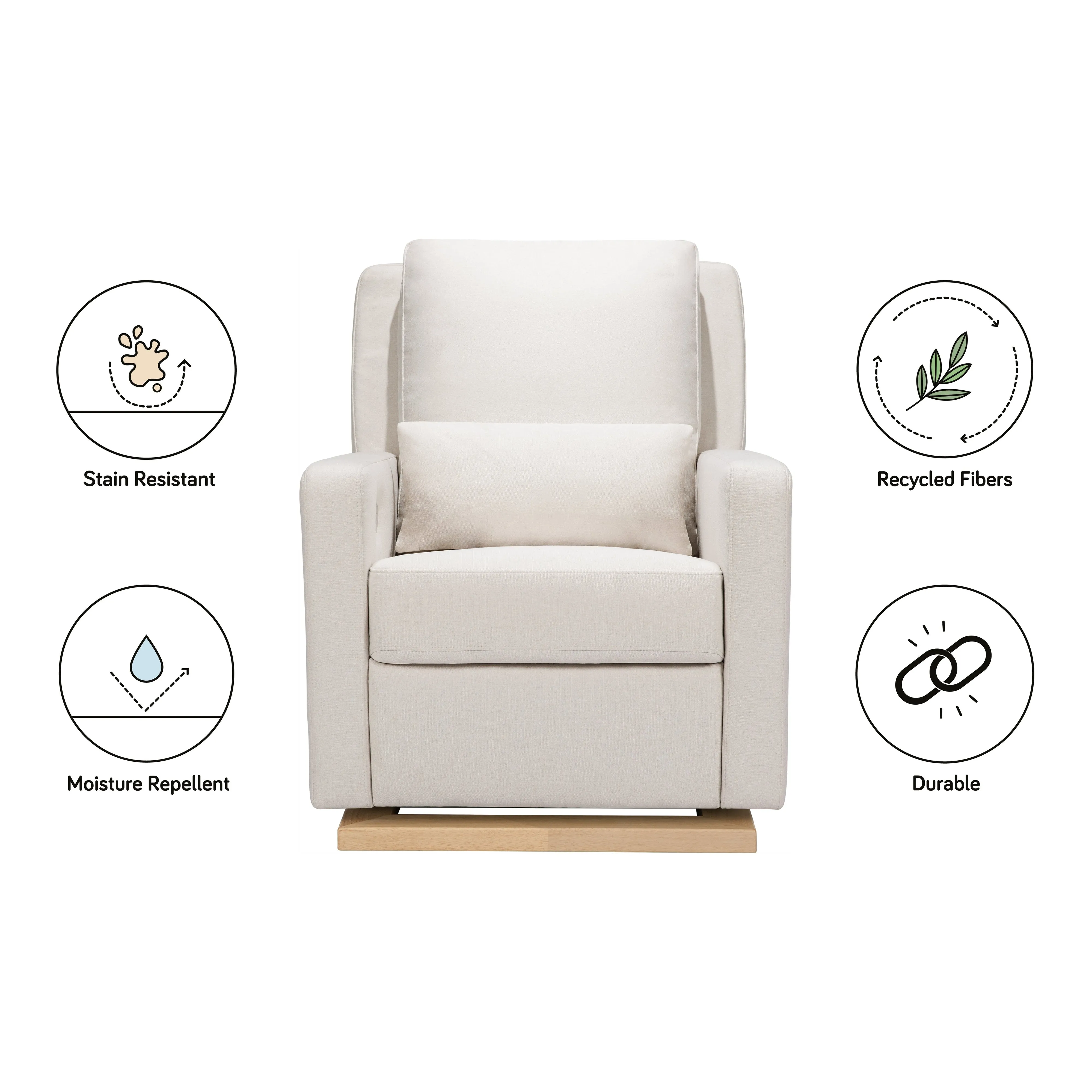 Babyletto Sigi Electronic Recliner and Glider in Eco-Performance Fabric with USB port | Water Repellent & Stain Resistant