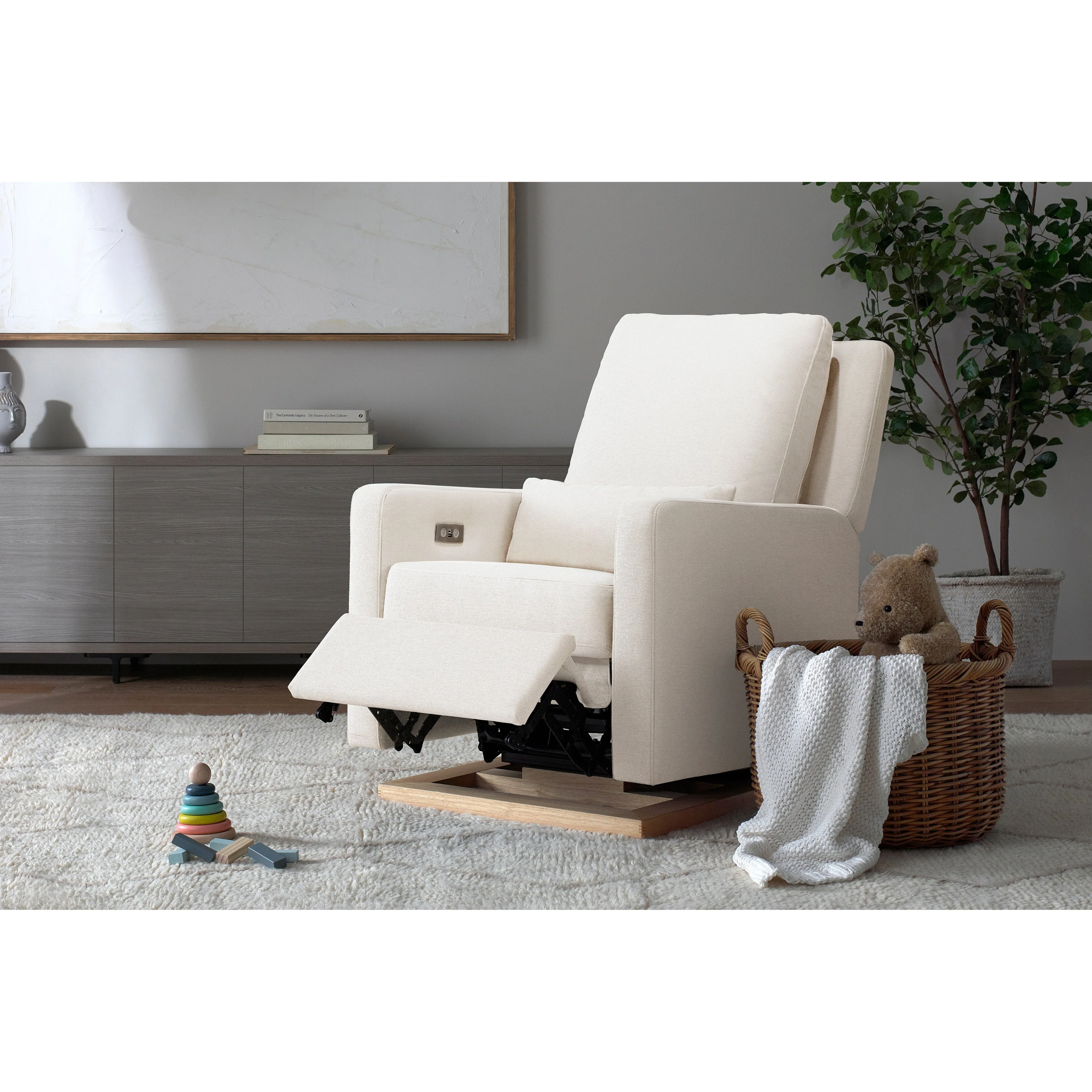 Babyletto Sigi Electronic Recliner and Glider in Eco-Performance Fabric with USB port | Water Repellent & Stain Resistant