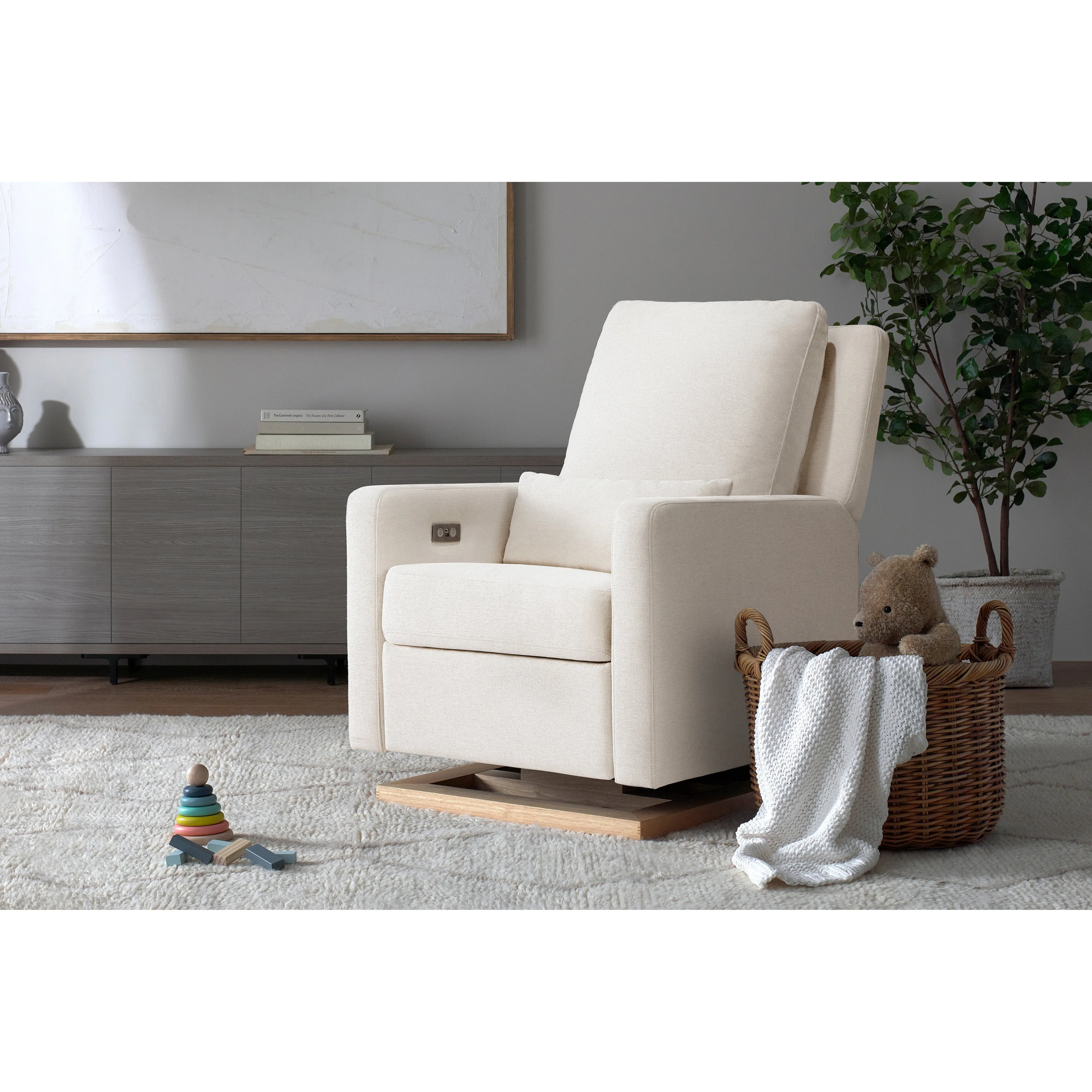 Babyletto Sigi Electronic Recliner and Glider in Eco-Performance Fabric with USB port | Water Repellent & Stain Resistant