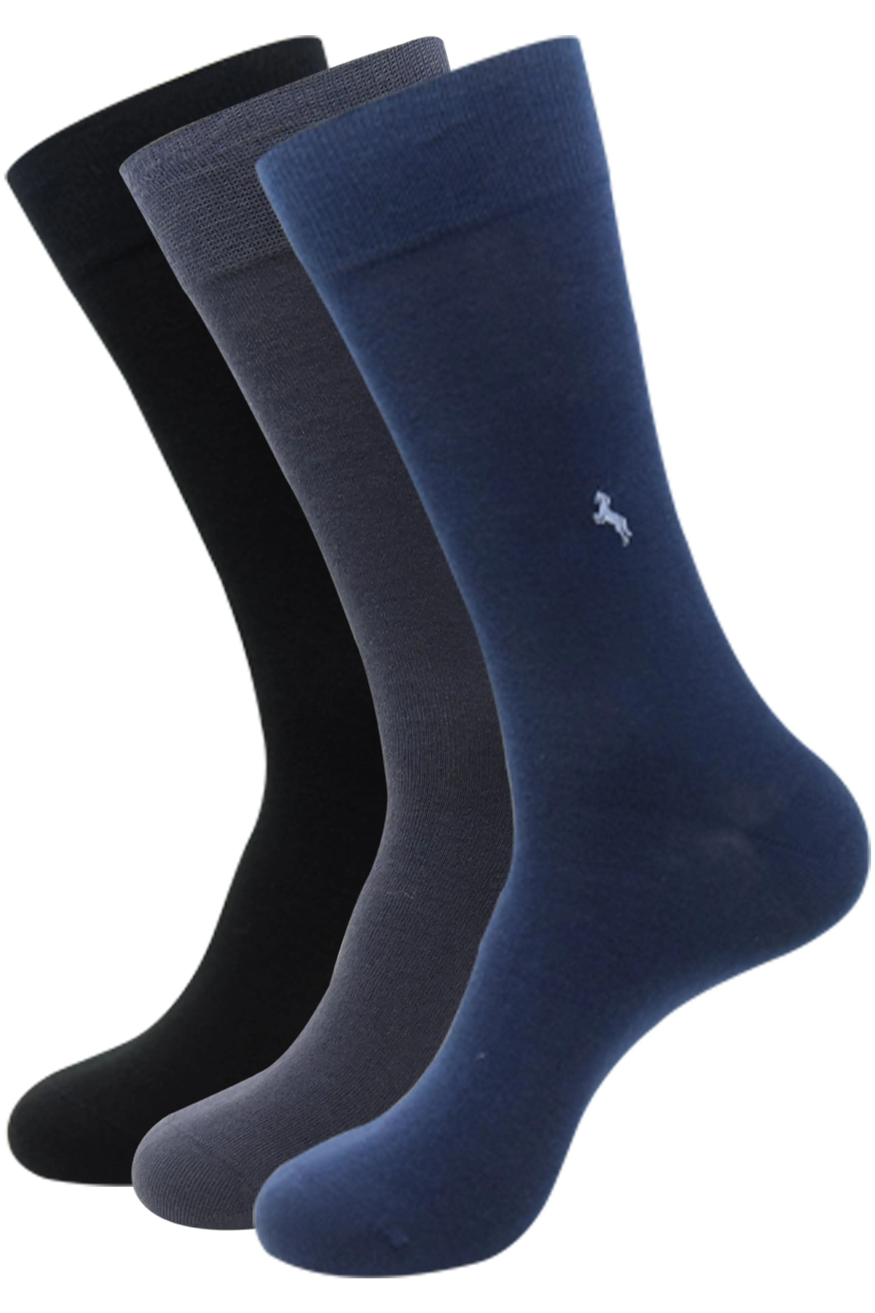 Balenzia Men’s Formal Organic Cotton Socks- Black, Navy, Dark Grey-  (Pack of 3 Pairs/1U)