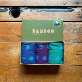 Bamboo - 3 Pack Sock Set - Purple, Green & Blue with Spots