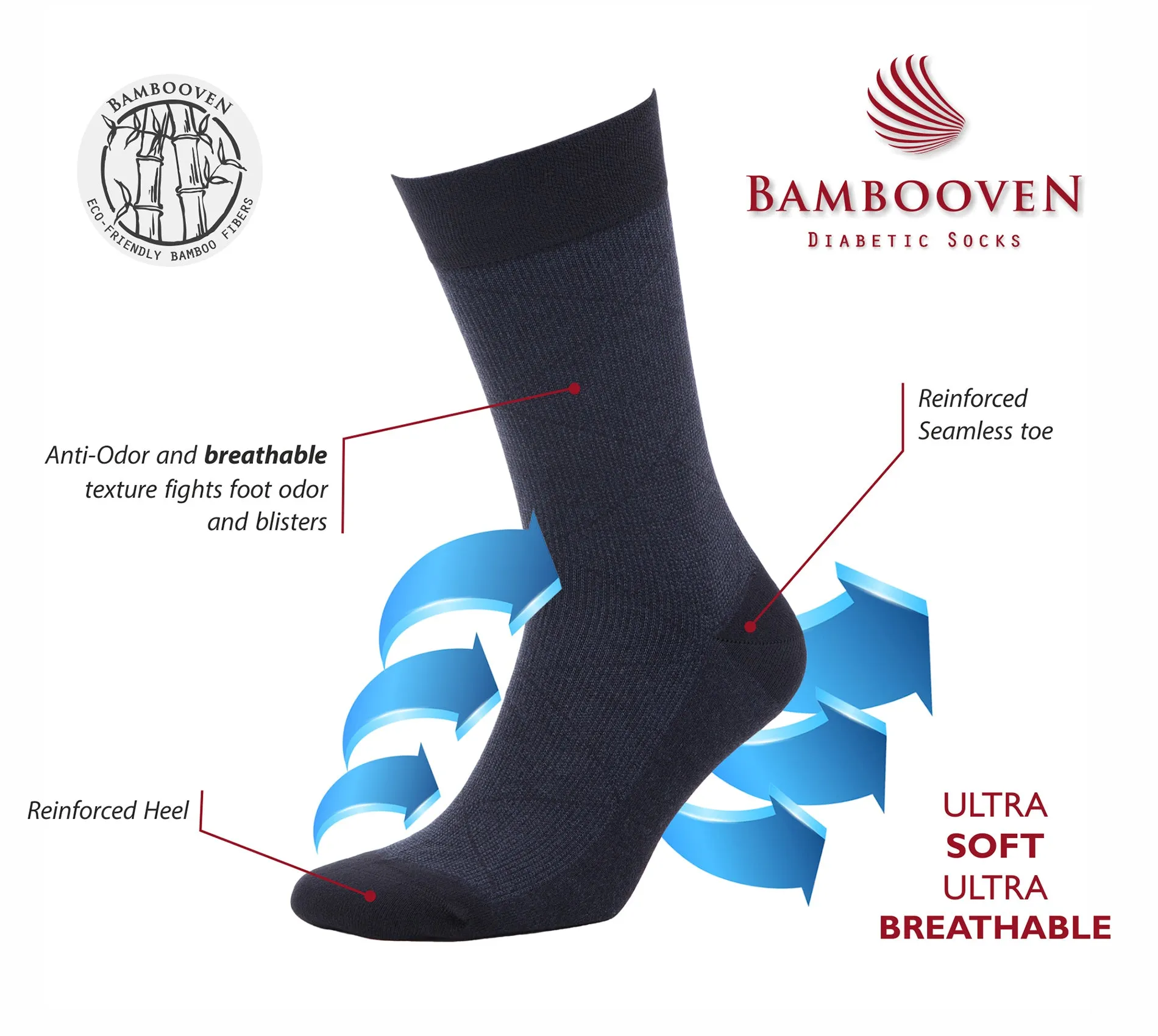 Bambooven Men’s Dress & Trouser Socks – Odor-Free Bamboo (6 Pairs) 638