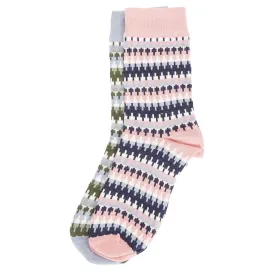 Barbour Women's Louise Fairisle Socks Set of 2 in Pink/Logan