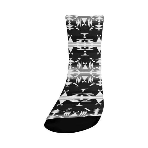 Between the Mountains Black and White Crew Socks