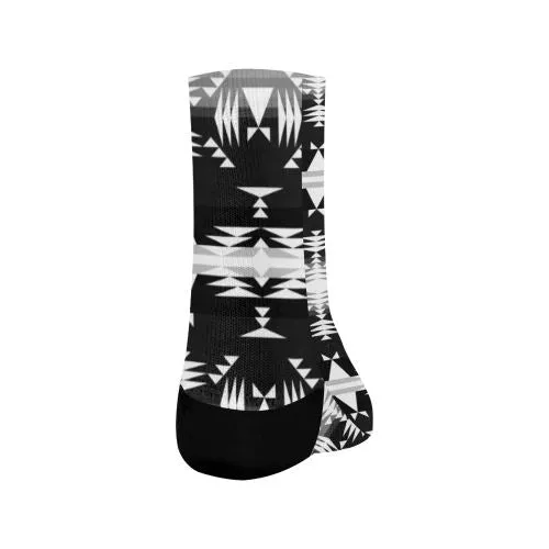 Between the Mountains Black and White Crew Socks