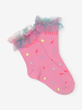 Billieblush Girls Tulle Trim Socks in Pink