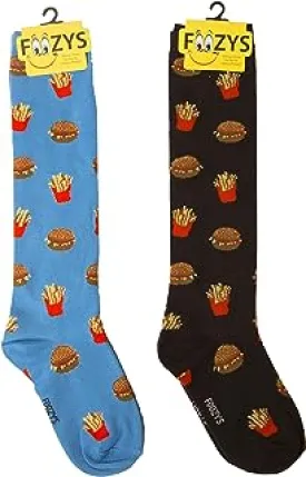 BLACK BURGER AND FIRES TALL SOCKS