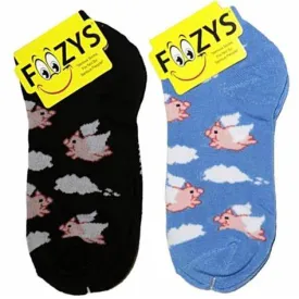 BLACK FLYING PIGS SHORT SOCKS