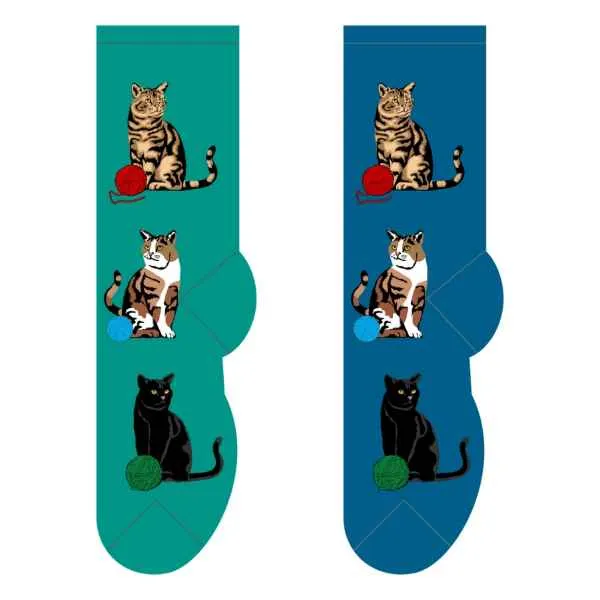 Blue Cat Trio Socks