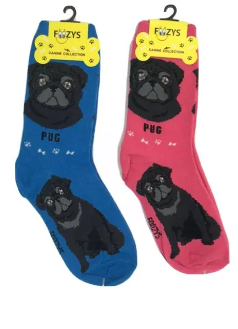 Blue Pug Black Socks