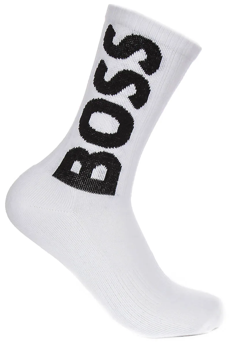 Boss Qs Rib Logo Cc In White Socks