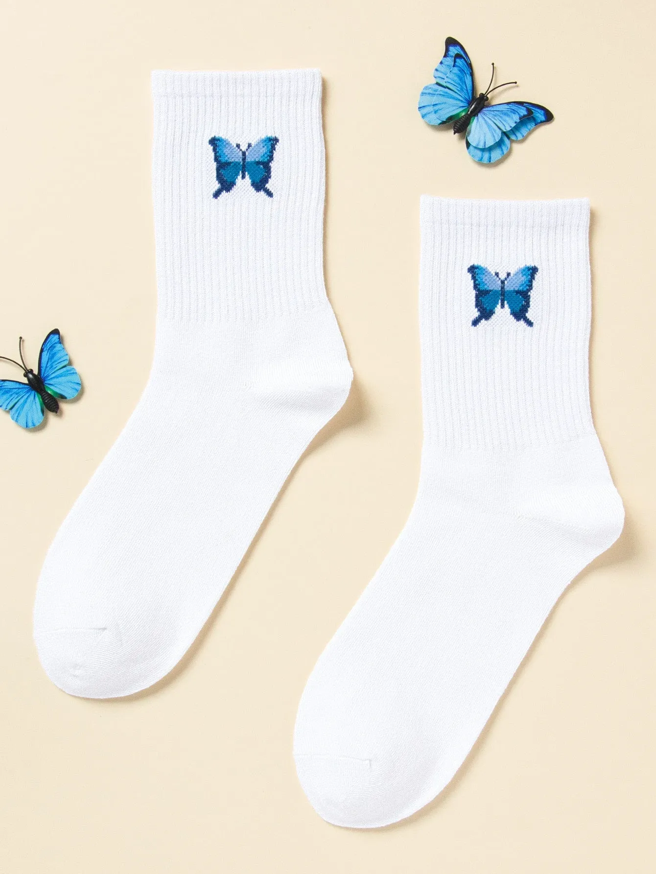 Butterfly Crew Socks Insect Socks for Women Fun Socks Funky Socks Novelty Socks