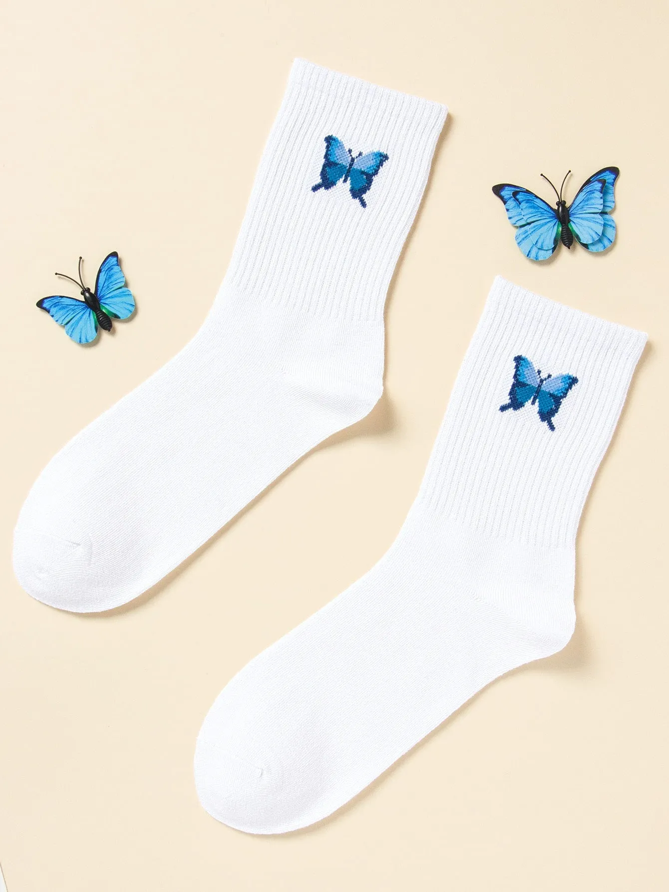 Butterfly Crew Socks Insect Socks for Women Fun Socks Funky Socks Novelty Socks