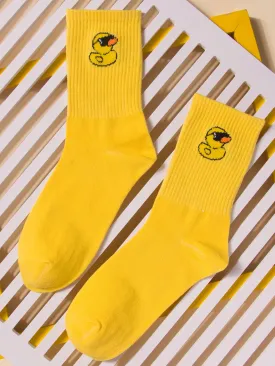 Cartoon Duck Crew Socks, Yellow Duck Socks, Funny Socks for Men, Novelty Socks, Funky Socks, Gift for Him