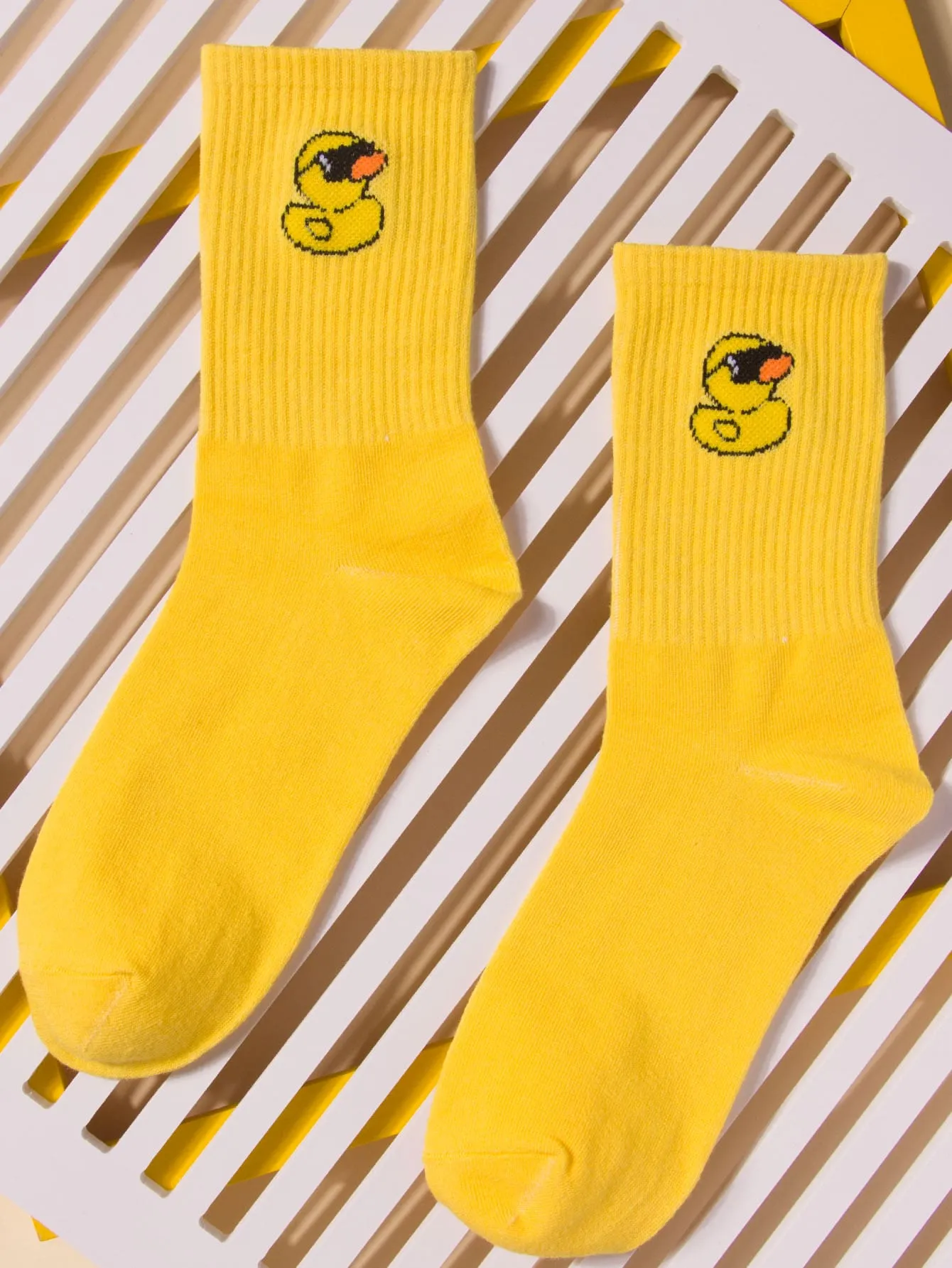 Cartoon Duck Crew Socks, Yellow Duck Socks, Funny Socks for Men, Novelty Socks, Funky Socks, Gift for Him