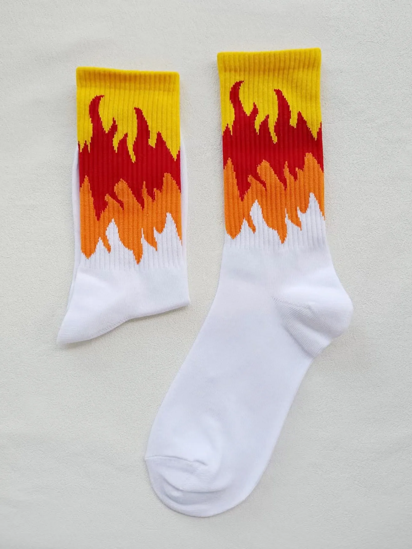 Colorful Fire Crew Socks Silly Socks for Men Funky Socks Funny Socks Novelty