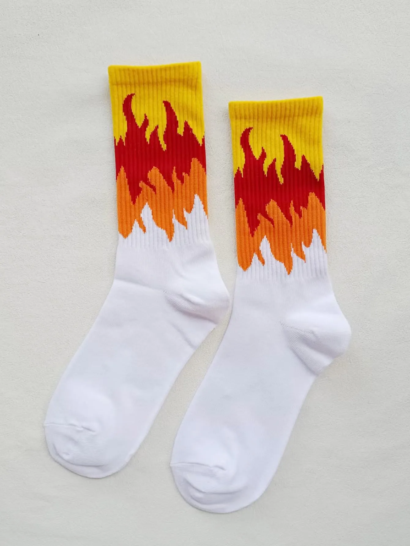 Colorful Fire Crew Socks Silly Socks for Men Funky Socks Funny Socks Novelty