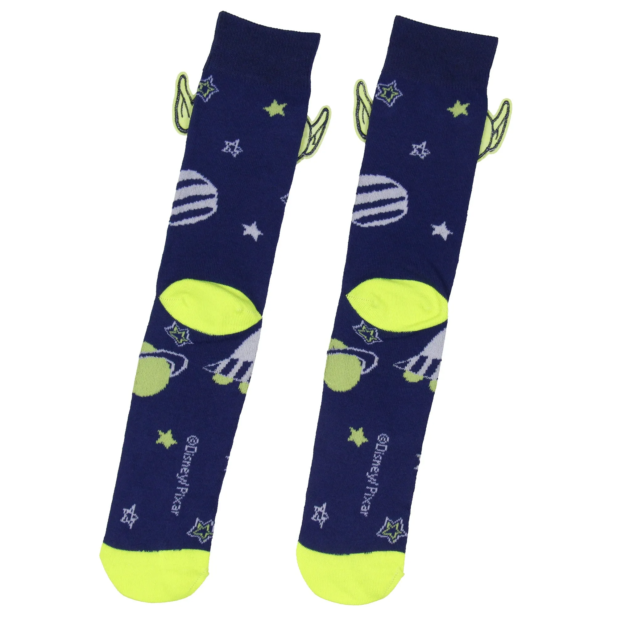 Disney Toy Story Green Alien Googly Eye Felt Applique Adult Costume Crew Socks