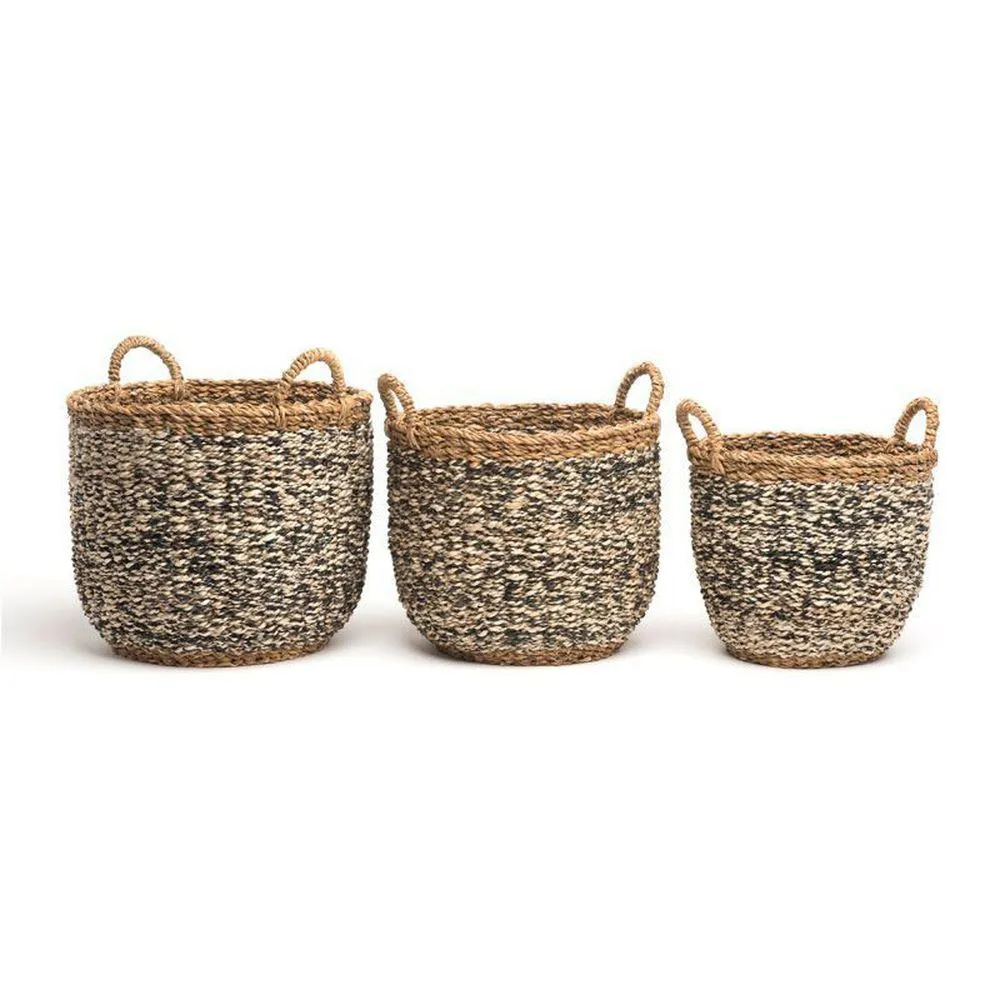 Ebony Small Round Seagrass Storage Basket