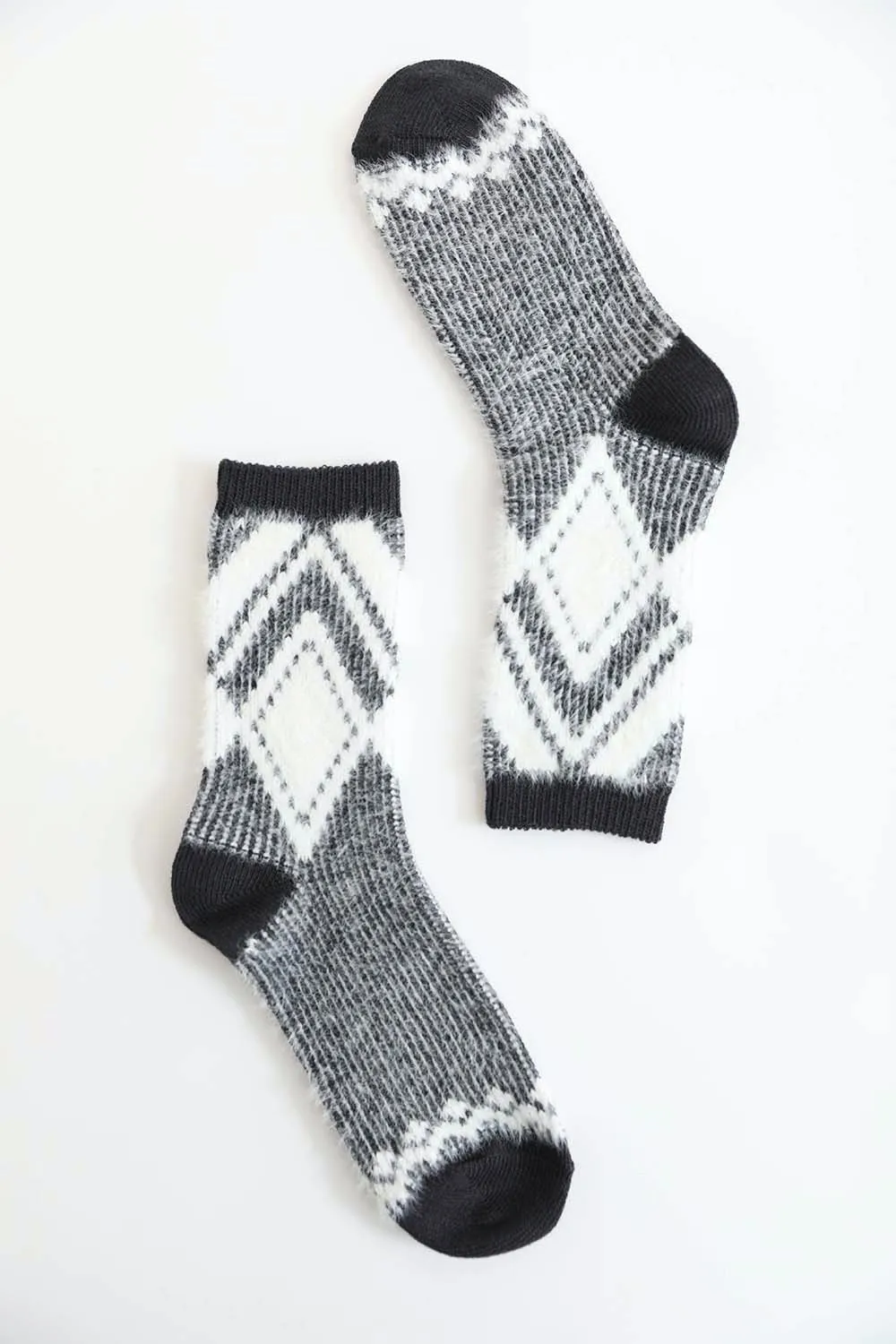 Faux Mohair Diamond Pattern Socks