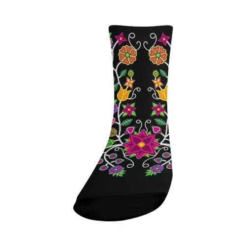 Floral Beadwork-01 Crew Socks