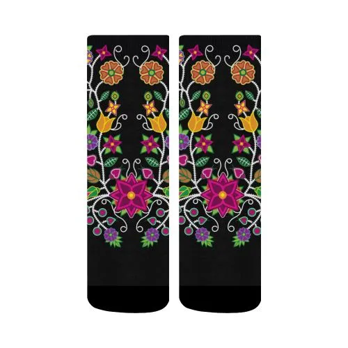 Floral Beadwork-01 Crew Socks