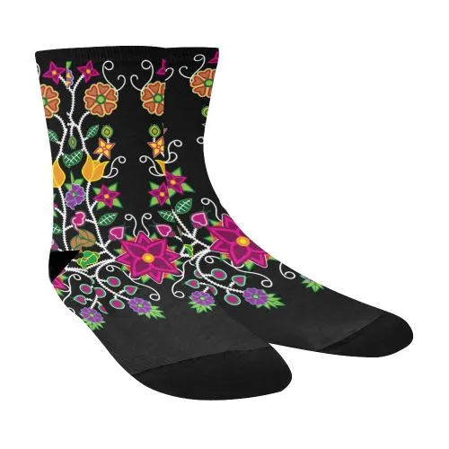 Floral Beadwork-01 Crew Socks