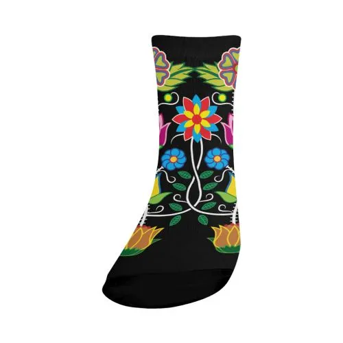 Floral Beadwork-04 Crew Socks