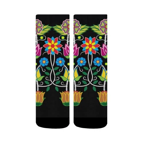 Floral Beadwork-04 Crew Socks