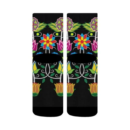 Floral Beadwork-04 Crew Socks