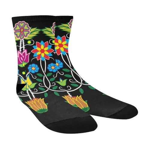 Floral Beadwork-04 Crew Socks