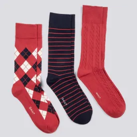 GANT - Argyle Socks - 3 Pack - Autum Sunset/Evening Blue