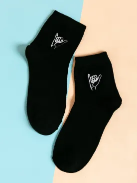 Gesture Embroidery Socks Silly Socks for Men Funky Socks Funny Socks Novelty