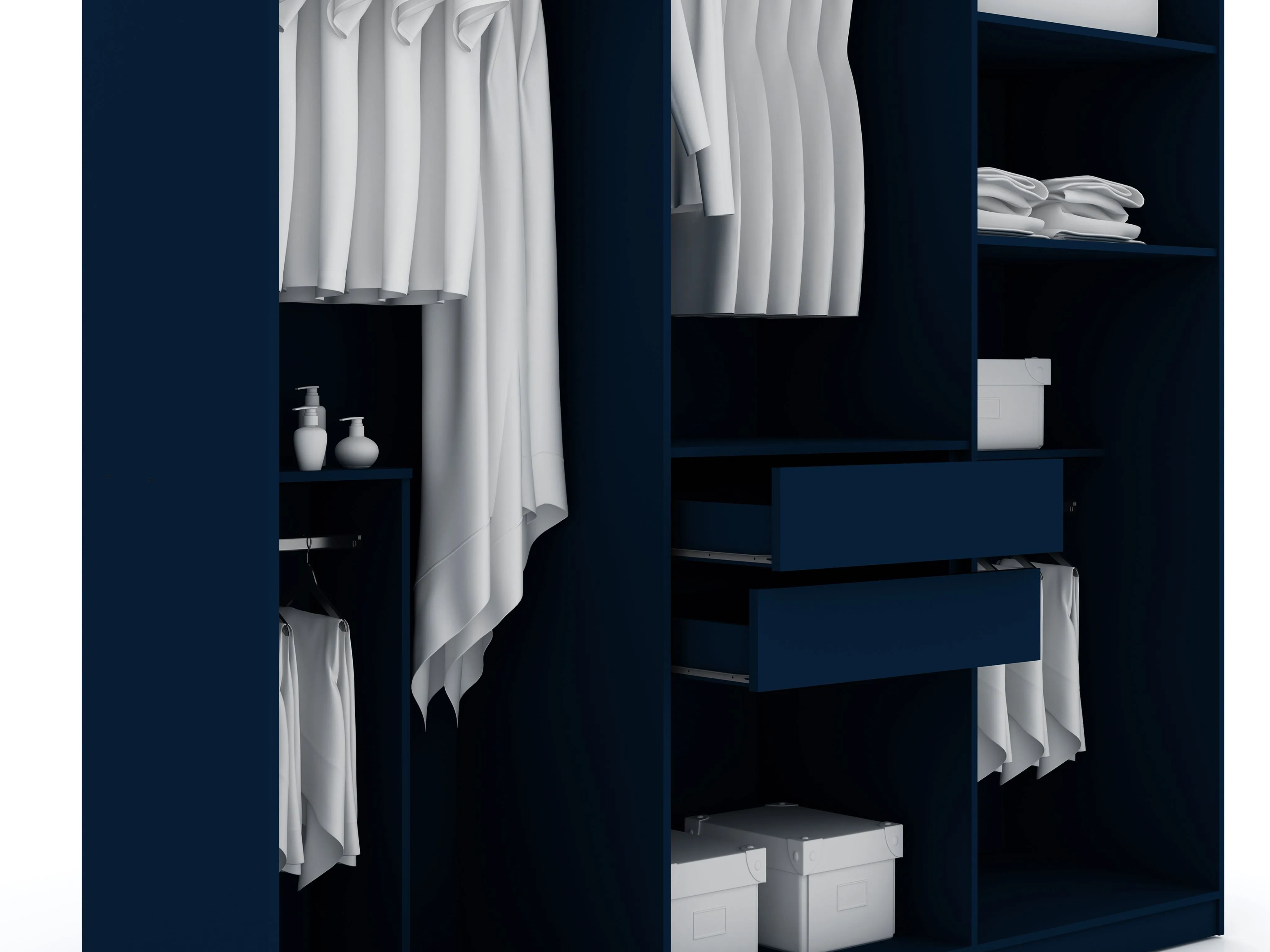 Gramercy Modern Freestanding Wardrobe Armoire Closet in Tatiana Midnight Blue