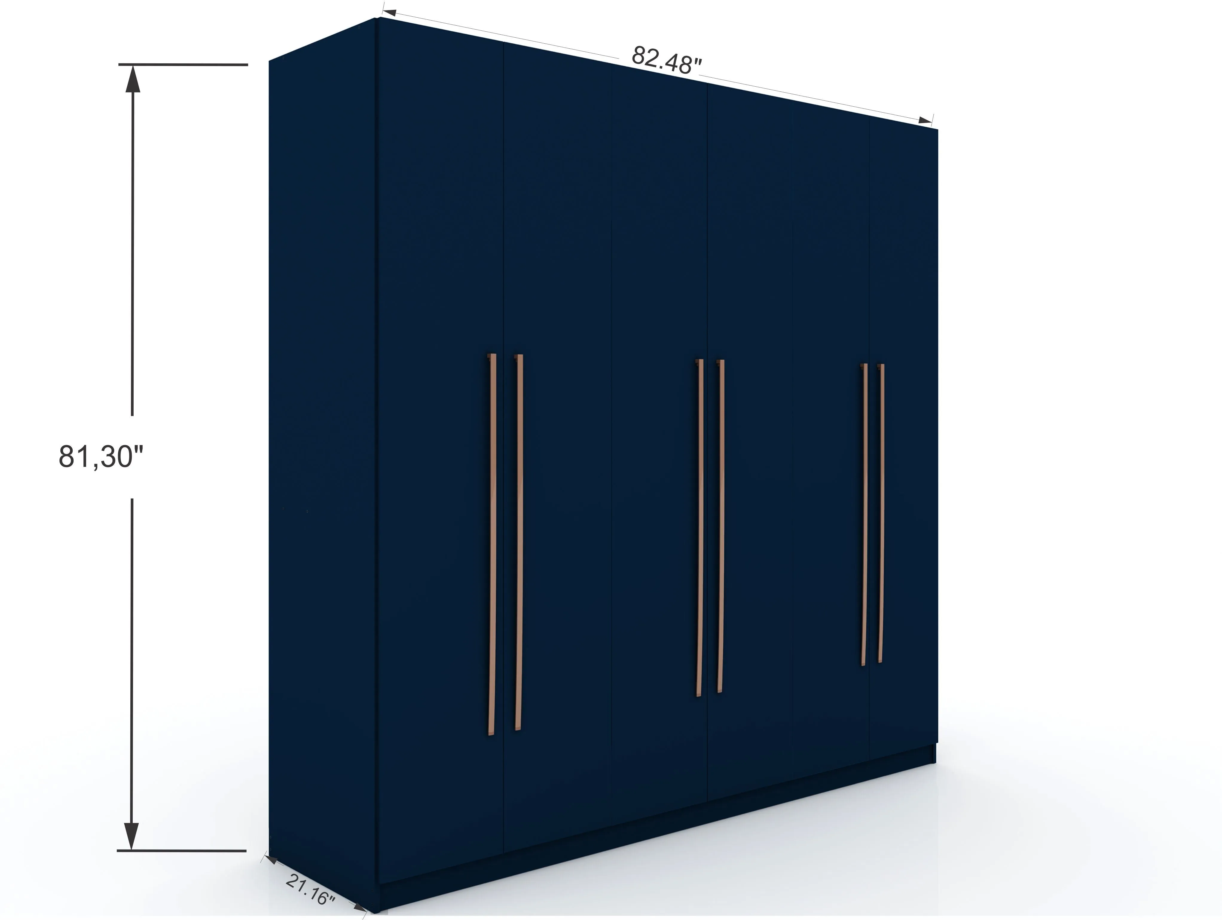 Gramercy Modern Freestanding Wardrobe Armoire Closet in Tatiana Midnight Blue