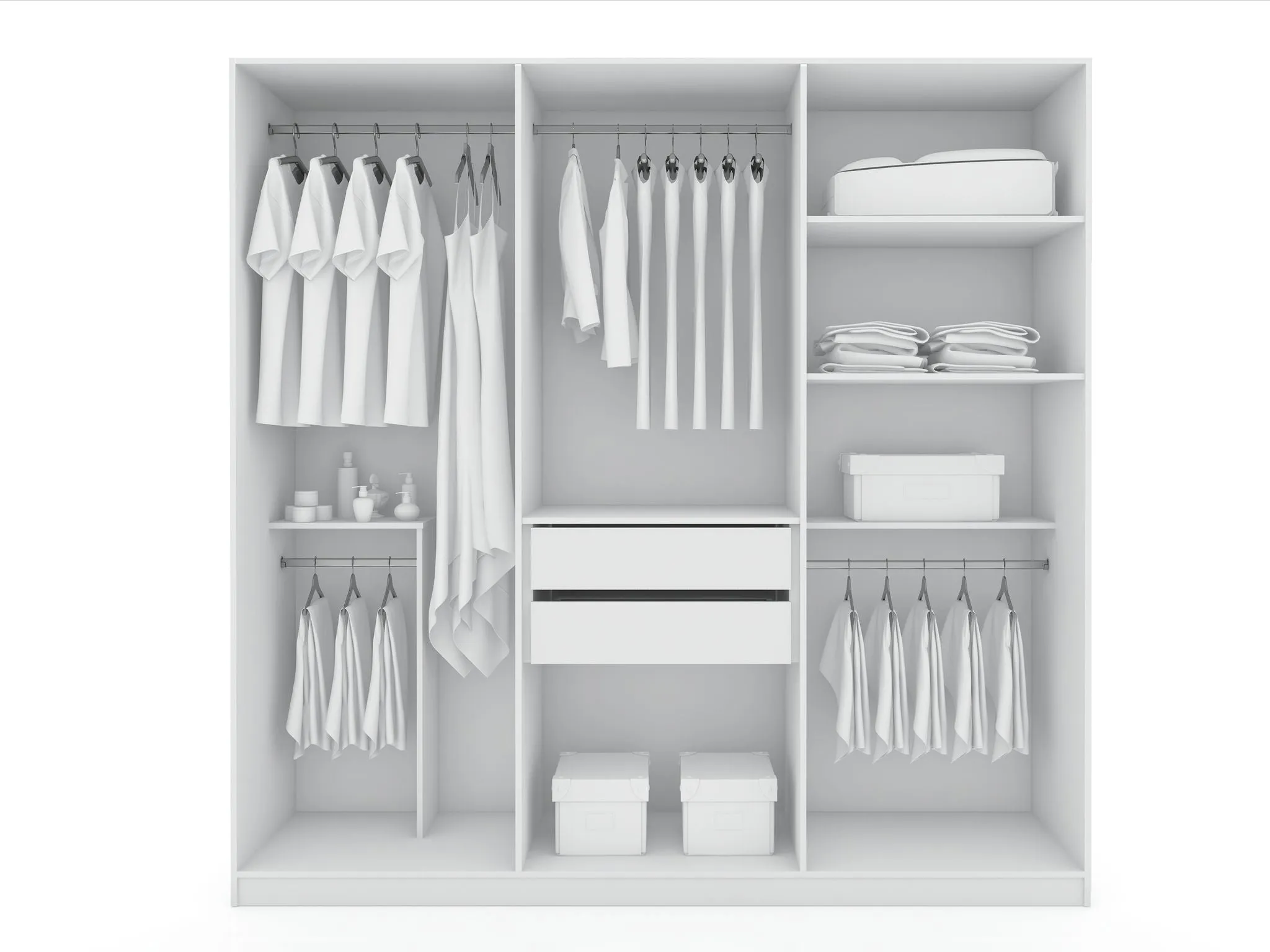 Gramercy Modern Freestanding Wardrobe Armoire Closet in White