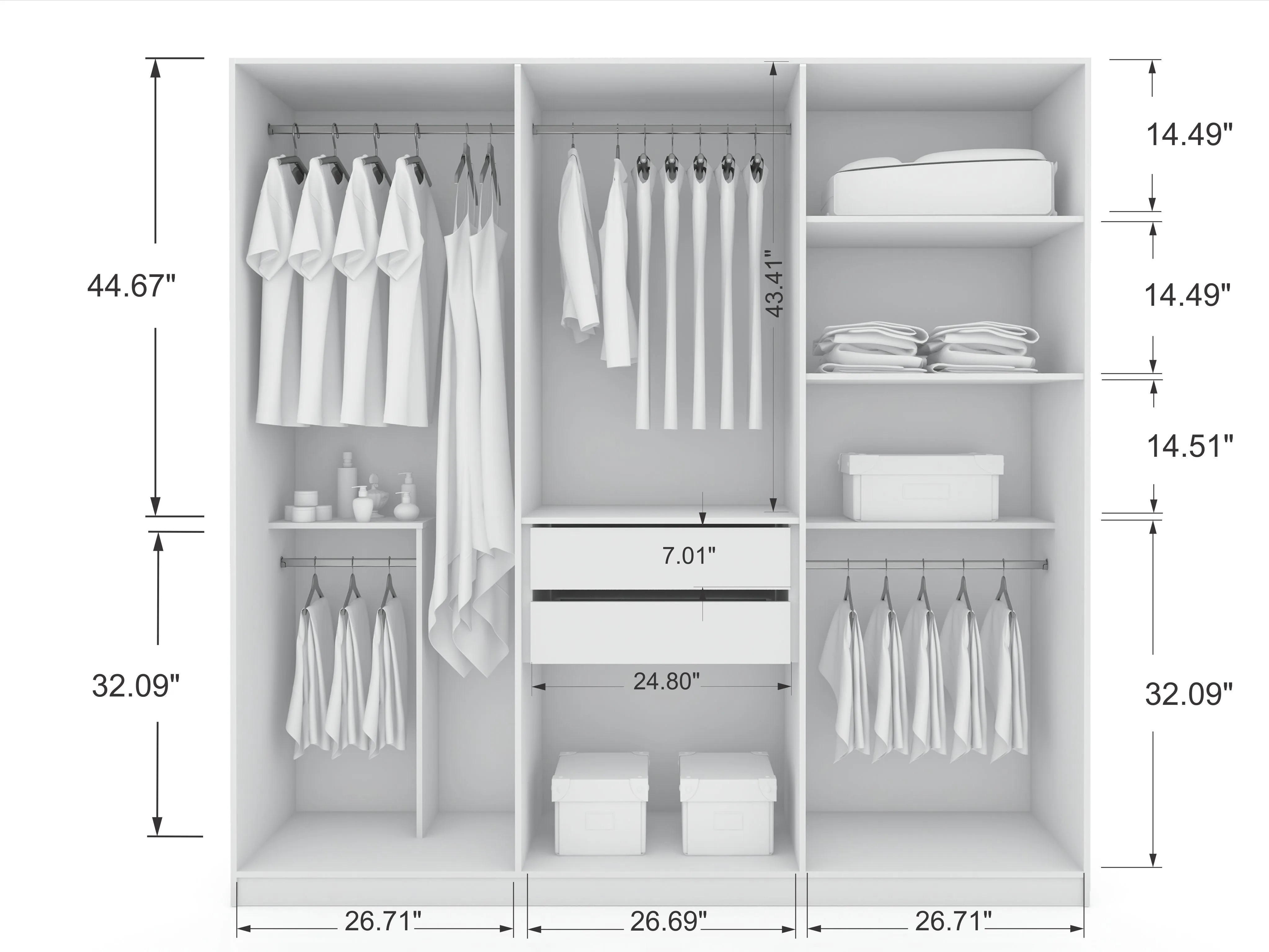 Gramercy Modern Freestanding Wardrobe Armoire Closet in White