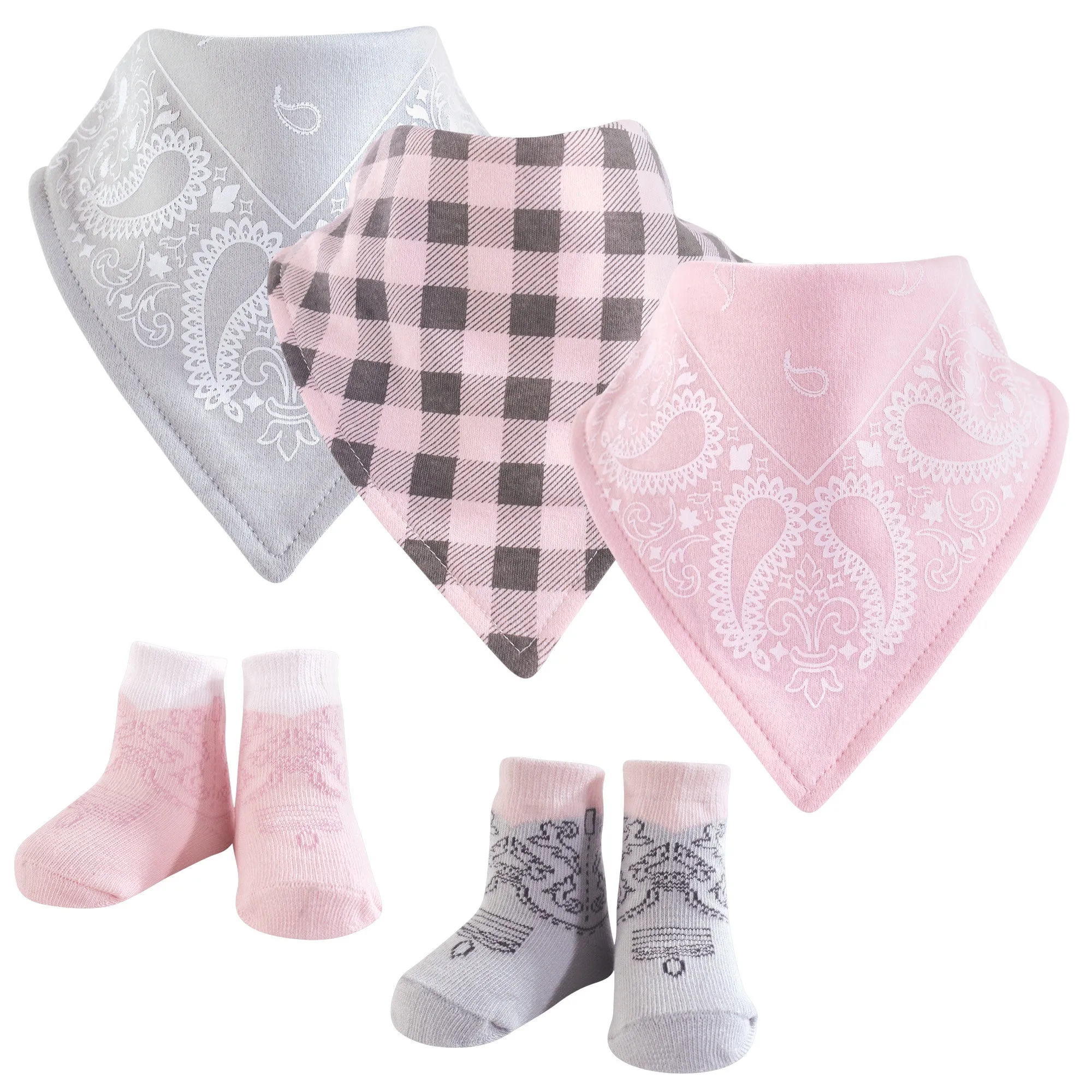 Hudson Baby Cotton Bib and Sock Set, Cowgirl