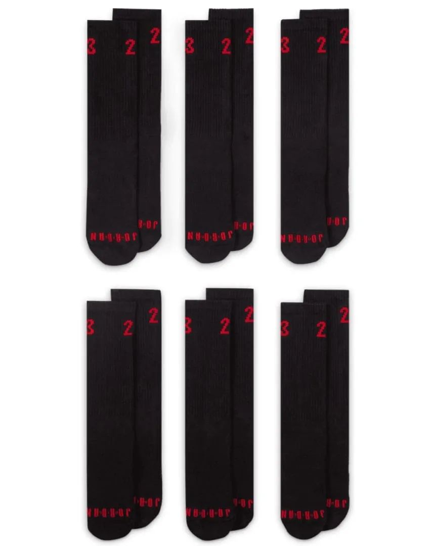 Jordan Essential Crew Socks 6 Pack - Black / Red