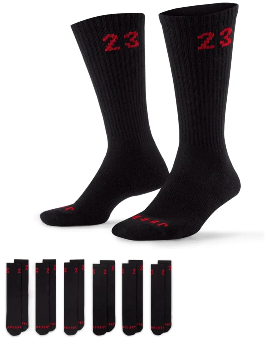 Jordan Essential Crew Socks 6 Pack - Black / Red