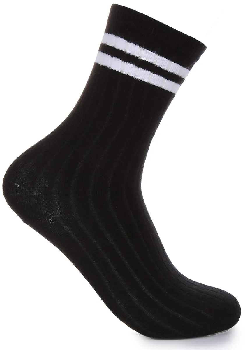 Justinreess England 2 Pair Sport Socks In Black White Stripe